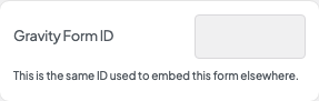 Gravity Form ID setting in the block editor sidebar