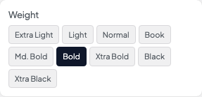 Weight setting in the block editor sidebar