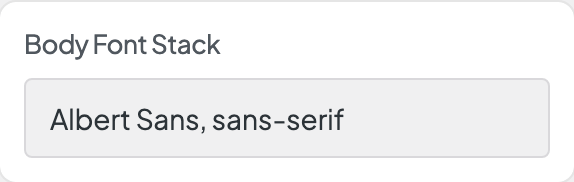 Body Font Stack setting in the block editor sidebar