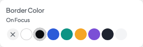 Border Color On Focus setting in the block editor sidebar