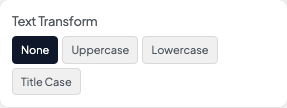Label Transform setting in the block editor sidebar