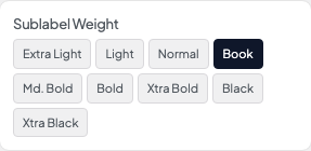 Sublabel Weight setting in the block editor sidebar