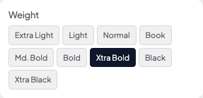 Weight setting in the block editor sidebar