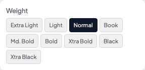 Weight setting in the block editor sidebar