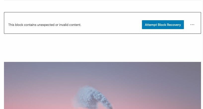 A wordpress gutenberg block with an error.