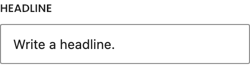 Headline setting in the block editor sidebar