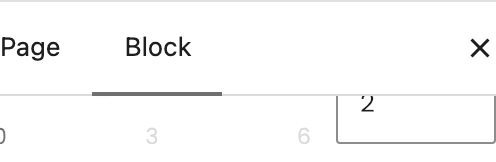 Padding (em) setting in the block editor sidebar