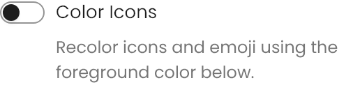 Color Icons setting in the block editor sidebar