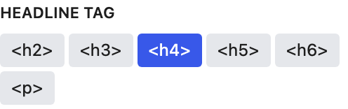 Headline Tag setting in the block editor sidebar