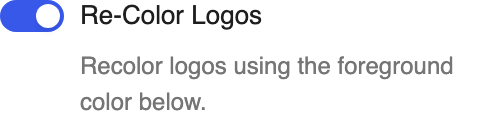 Re-Color Logos setting in the block editor sidebar