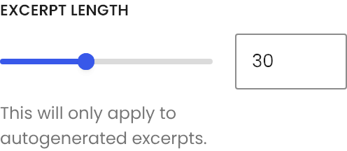 Excerpt Length setting in the block editor sidebar